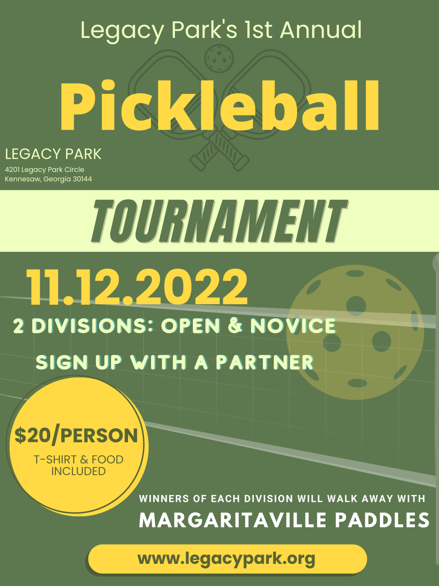 1st Annual Pickleball Tournament Legacy Park